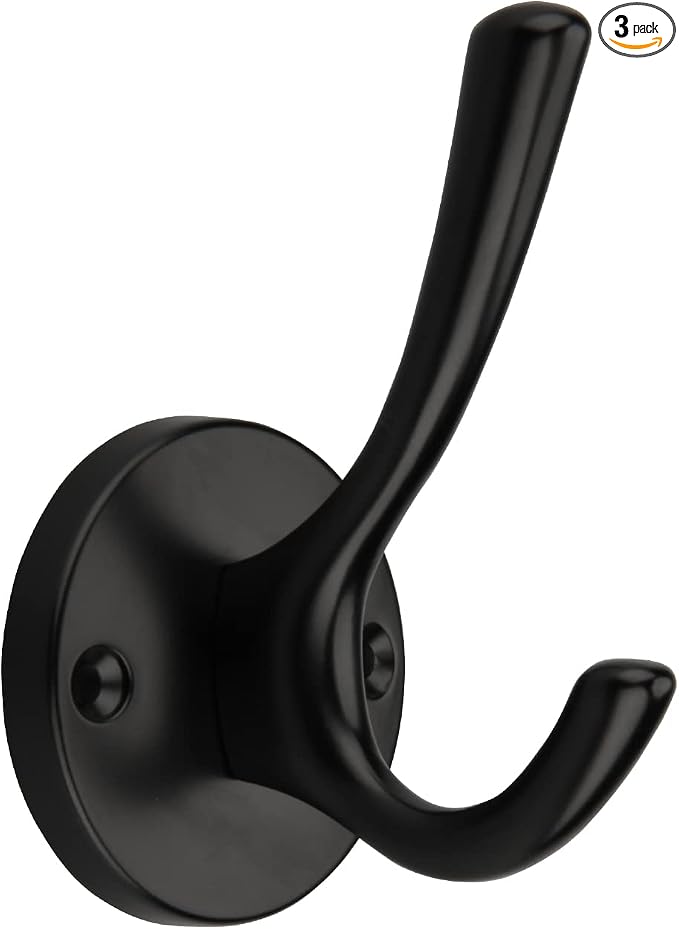 TUNNY 3 Pack Round Coat Towel Hooks - Matte Black Coat Hooks for Hanging Coats Towel Hooks for Bathroom Wall Mounted Zinc Alloy Bath Towel Hooks Robe Clothes Hook Holder Heavy Duty Wall Hooks