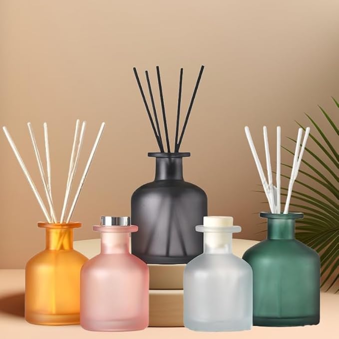 250ml Frosted Black Empty Glass Reed Diffuser Bottles,Refillable Diffuser Bottle for Essential Oils,Aromatherapy Container for DIY Replacement Diffuser,Fragrance Decoration,Crafts Decor