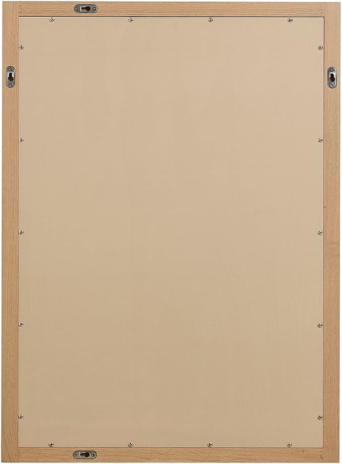 ARIEL Rectangular Wooden Mirror 24" x 32" in Natural Oak, Flexible Horizontal/Vertical Hanging for Bathroom, Vanity, Entryway & Living Room Decor, Farmhouse Style