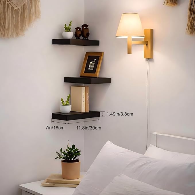 Floating Shelves for Wall, Black Small 11.8" Bathroom Wall Shelves and Floating Shelf for Storage, Display Shelf for Home Decor, Perfect Over Toilet and Bedroom, Living Room, 3-Pack