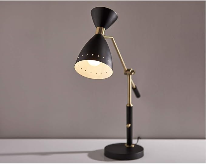 Adesso 4282-01 Oscar Adjustable Desk Lamp, 31.75 in., 40W, Black w/Antique Brass, 1 Table Lamp