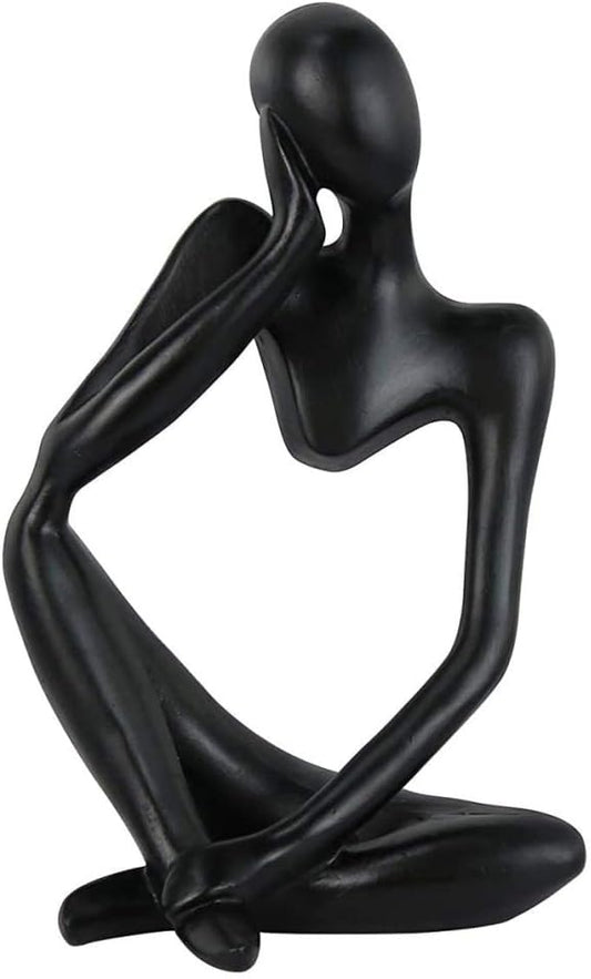 Asng Resin Thinker Style Abstract Sculpture Statue Collectible Figurines Home Office Bookshelf Desktop Decor (Black,Left, Small)