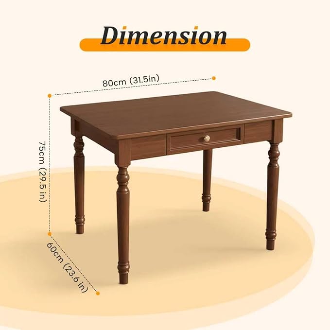 French Country Desk, 31.5 Inch Walnut Writing Desk with Drawers, Easy Assembly SXC-D776