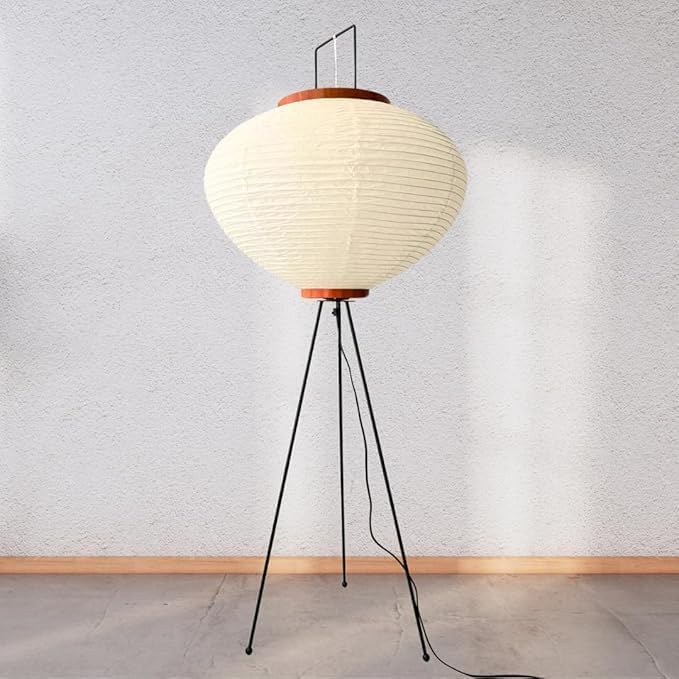 Nogy Noguchi Japanese Rice Paper Floor Lamp • 3000K Akari Standing Light for Living Room Bedroom, Modern Paper Lamp Design, Warm White Ambiance Lighting