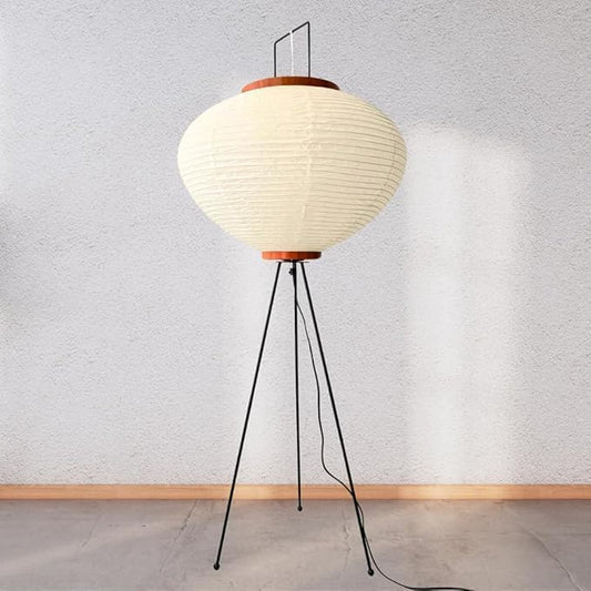 Nogy Noguchi Japanese Rice Paper Floor Lamp • 3000K Akari Standing Light for Living Room Bedroom, Modern Paper Lamp Design, Warm White Ambiance Lighting