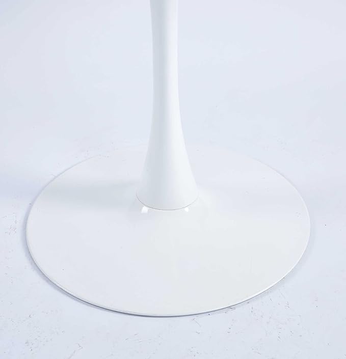 41.12 inches Square Dining Table for 4, Special Kitchen Table with Tulip Shape & Metal Pedestal Base, Mid Century Modern Bistro White Tulip Table for Kitchen, Small Space, Cafe