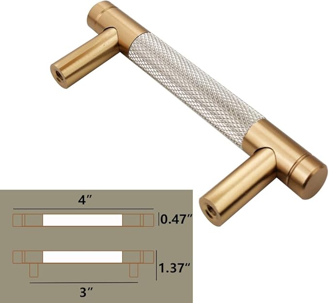 12 Pack 3 Inch 76 mm Bronze and Nickel Barrel Cabinet Pulls Cupboard Aluminum Handles Drawer Pull Cabinet Handles