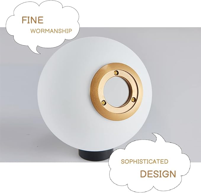 Meefad Globe Bedside Lamp, Modern Cute Night Light with Glass Shade, Marble Base, Small Table Lamp for Bedroom - Black