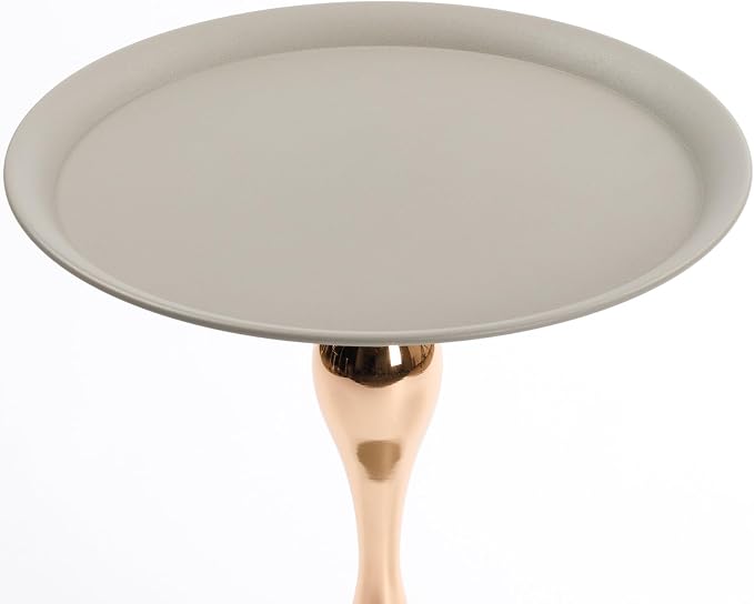 Mermaid Tail End Coffee Round Side Table, Modern Metal Pedestal, Minimalist Accent for Small Spaces, Drink Martini Decoration for Living Room (Matte Gray)