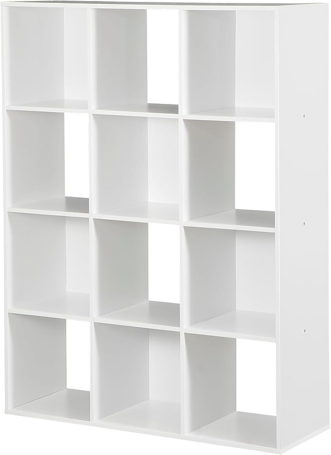 JupiterForce 12-Cube Storage Organizer, Bookcase, Cubical Storage Shelf, Cabinets Organizer, Unit Bookshelf with Back Panel for Living Room Bedroom, White