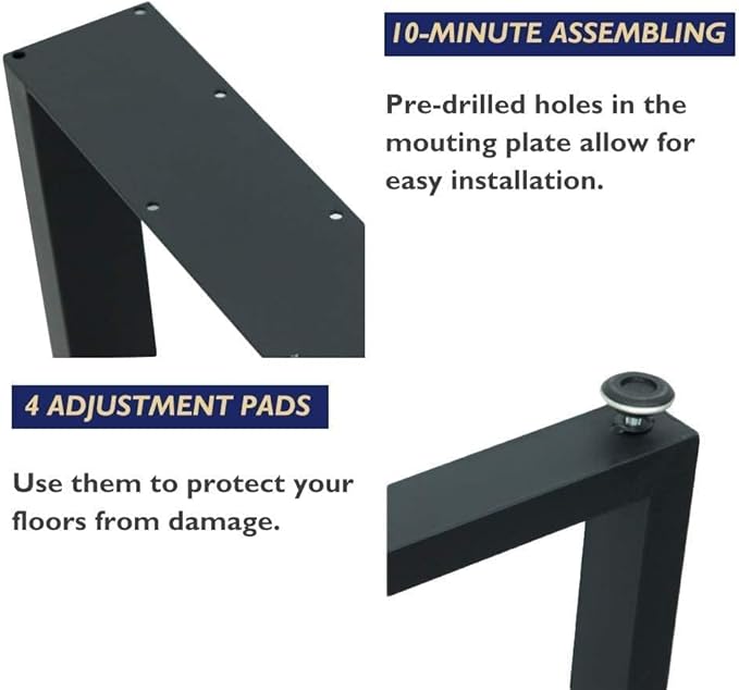Metal Table Legs, Triangle Shape Industrial/Modern Heavy Duty Dining Table Legs Set of 2 (28.3'H 23.6'W)