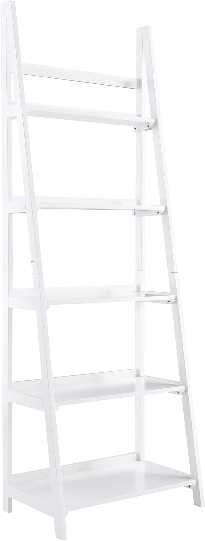 Melissa White Mid Century Five Shelf Ladder Bookcase by Linon
