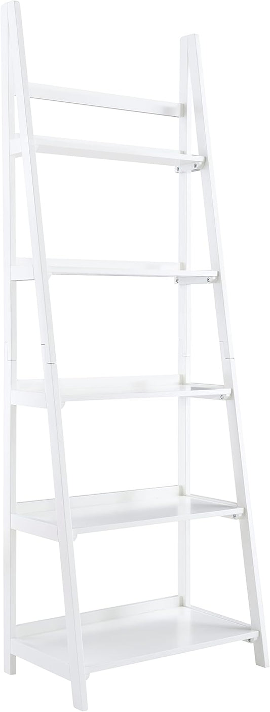 Melissa White Mid Century Five Shelf Ladder Bookcase by Linon