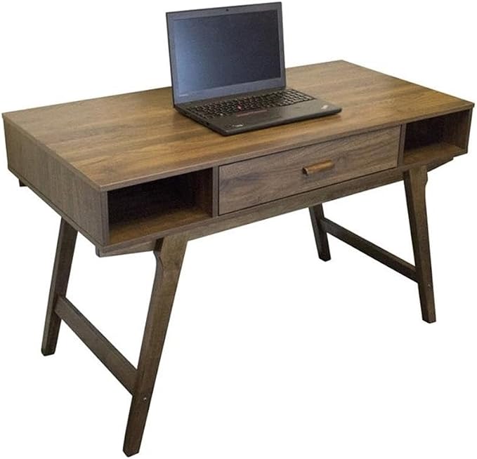 OS Home and Office Model Mid Century One Drawer and Sturdy Legs Desk, Brown