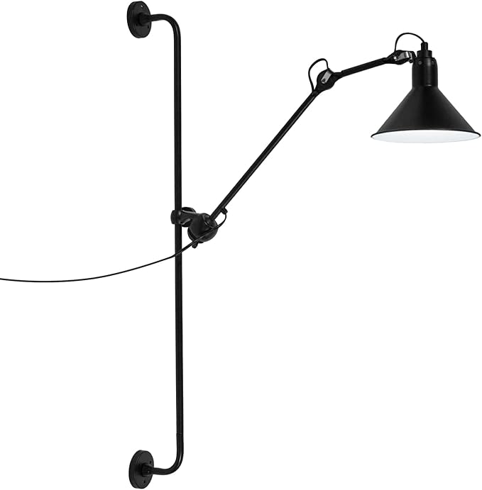 Swing Arm Wall Lamp, Black Industrial Swing Arm Wall Light, Nordic Adjustable Long Arm Wall Sconces Lamp Metal Double-arms Folding Architect Work Wall Mount Lighting for Bedroom Reading Living Room