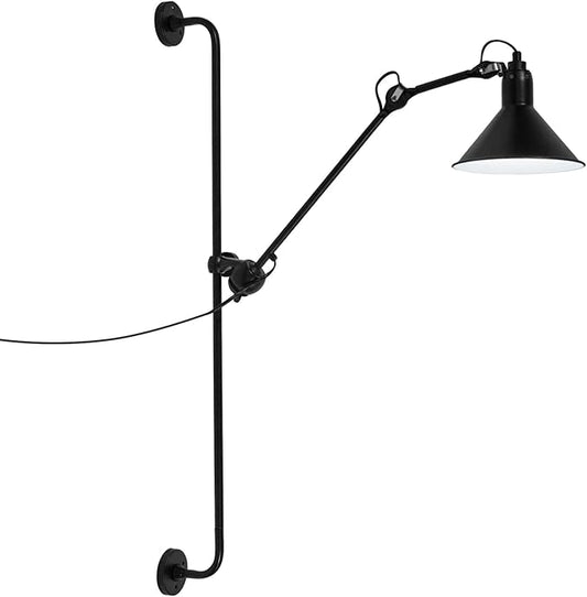 Swing Arm Wall Lamp, Black Industrial Swing Arm Wall Light, Nordic Adjustable Long Arm Wall Sconces Lamp Metal Double-arms Folding Architect Work Wall Mount Lighting for Bedroom Reading Living Room
