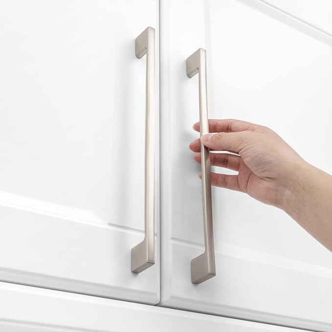 KOOFIZO 1 Pack 8-4/5 Inch Brushed Nickel Kitchen Cabinet Pulls Stain Nickel Cabinet Handles Silver Cabinet Hardware for Kitchen Cabinets Drawer P01 Dresser Cupboard Bedroom Bathroom