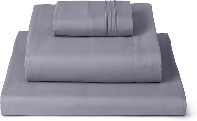 Mellanni Twin Sheets Set - 3 PC Iconic Collection Bedding - Hotel Luxury, Extra Soft, Cooling Bed Sheets - Wrinkle, Fade, Stain Resistant (Twin, Hazy Lilac)