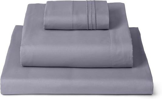 Mellanni Twin Sheets Set - 3 PC Iconic Collection Bedding - Hotel Luxury, Extra Soft, Cooling Bed Sheets - Wrinkle, Fade, Stain Resistant (Twin, Hazy Lilac)