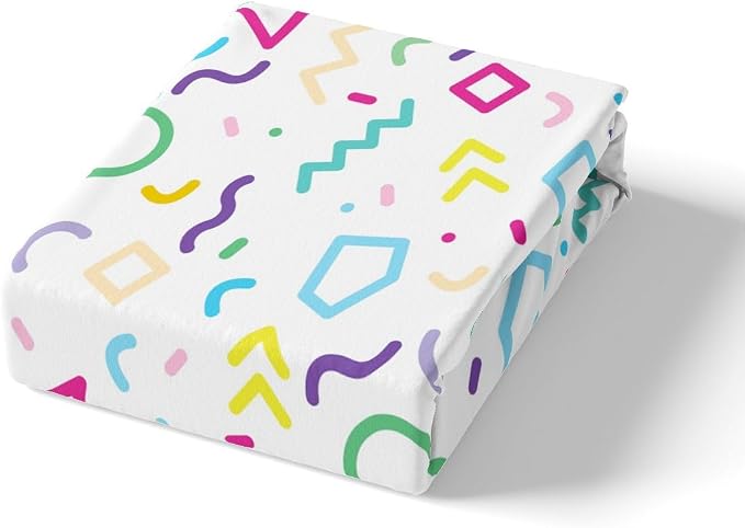 Memphis Duvet Cover Set Twin Size, Colorful Geometric Vintage Bedding Set for Kids Boy Girls, Retro 80s or 90s Fashion Style Comforter Cover Soft Polyester Quilt Cover with 1 Pillowcase,No Comforter