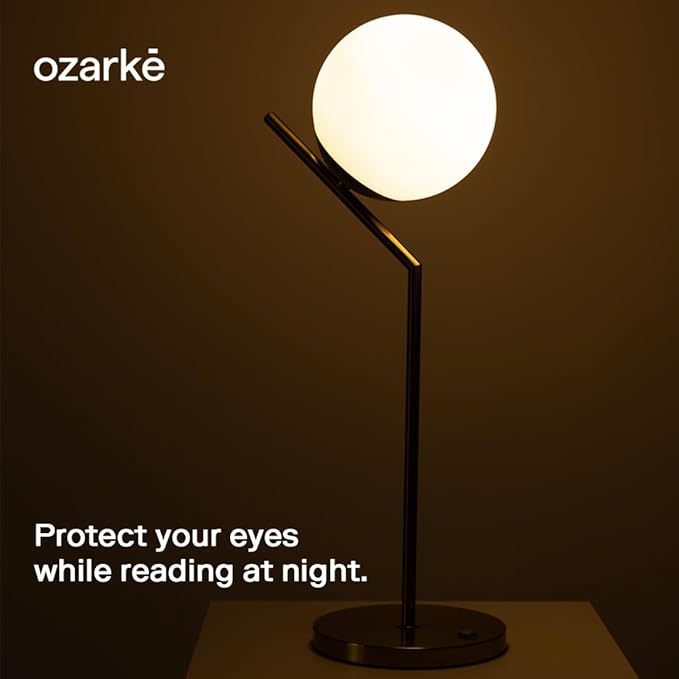Ozarke Touch Glow Mid Century Modern Control Globe Table Lamp with USB Charging Port for Home Decor, Bedrooms, Living Room & Office, ETL Listed Dimmable Warm 2700K - Brass Gold