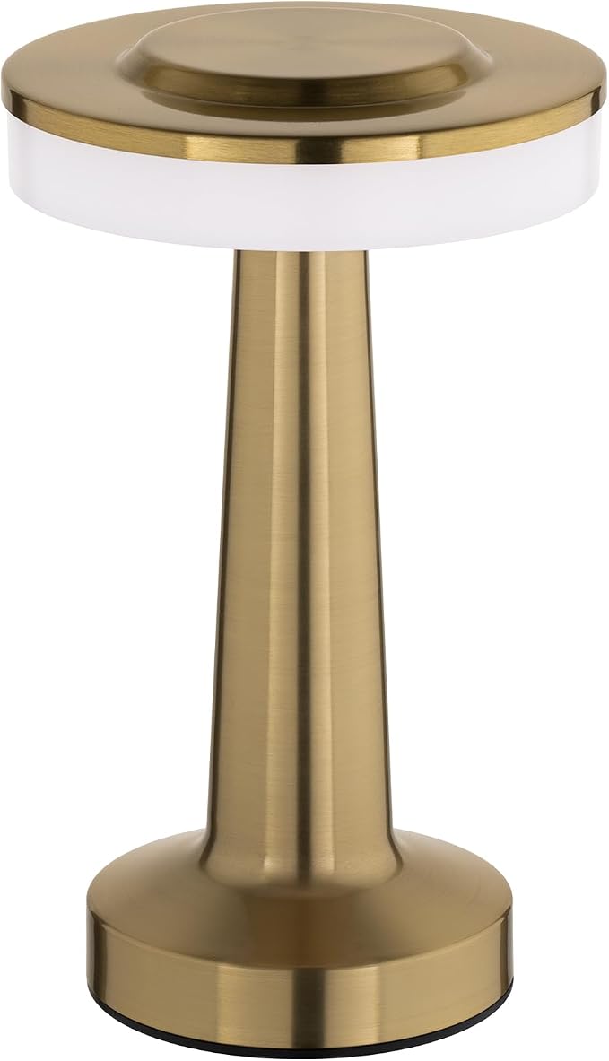 Radiance LED Cordless USB-C Re-Chargeable Desk Lamp, 5200mAh Battery Operated with 3 Color Temperature 2700K-3000K-3500K and Fingertip Touch On/Off Plus Dimming in Satin Brass