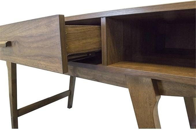OS Home and Office Model Mid Century One Drawer and Sturdy Legs Desk, Brown