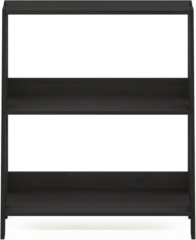 Furinno Ladder Book Shelf, 3-Tier Ladder Shelf, Open Design Bookshelf, Display Storage Bookcase, 9.3" x 23.6" x 27", Living Room, Home Office, Espresso