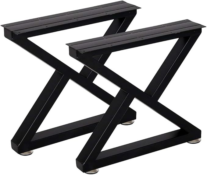 TIEOU Metal Coffee Table Leg 16 inch Heavy Duty Z Shape Table Legs DIY Modern Bench Legs, Industrial Furniture Legs, Set of 2