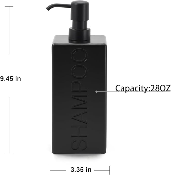 Rectangular Resin Dispenser Premium Bathroom Shampoo Conditioner Body Wash Bottle Modern Refillable Pump Design