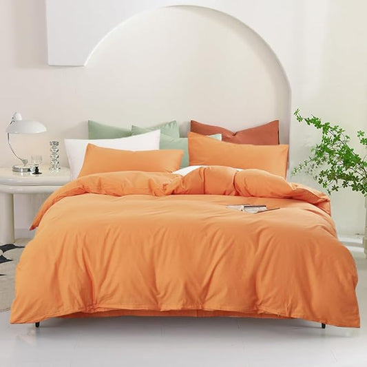 Pureant Peach Comforter Sets Queen Women Girls Grapefruit Color Bedding Comforters Cotton Luxurious Light Orange Adults Teens Solid Coral Bed Pure Blankets, Queen(90''*90''-Comforter)