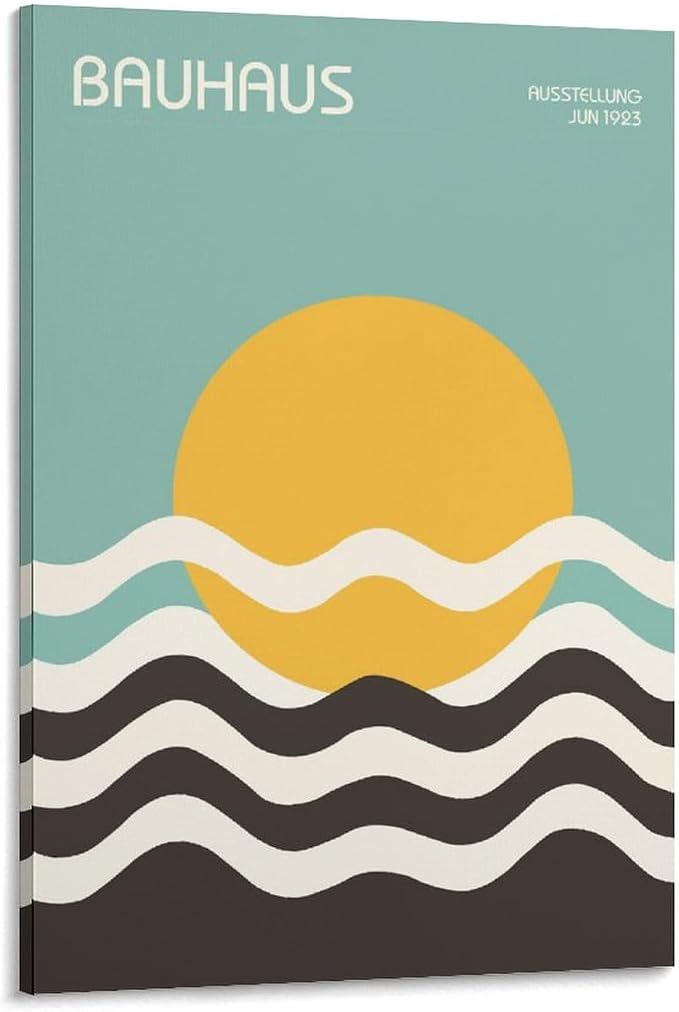 Bauhaus Poster Wall Art,Exhibition Wall Art, Stylish Mid Century Home Decor Canvas Wall Art Print Poster For Home School Office Decor Frame-style 24x36inch(60x90cm)