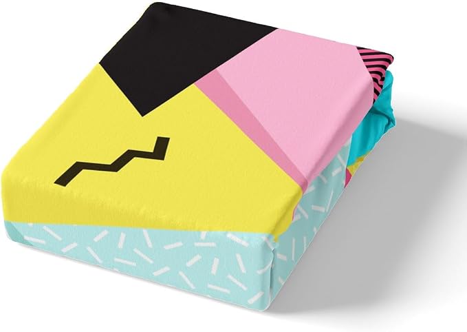 Memphis Duvet Cover Set Twin Size, Retro 80s 90s Fashion Style Comforter Cover with 1 Pillowcase, Colorful Triangle Geometric Bedding Set for Kids Boys Girls Lightweight Bedspread Cover,No Comforter