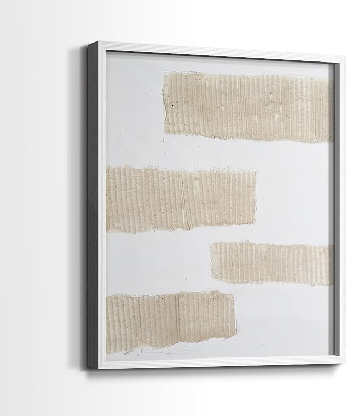 Renditions Gallery Set of 2 Peel & Stick Framed Prints, Modern Abstract Wall Art, Textured Brush Strokes Wall Decor, Re-Stickable - Ready to Hang - 11"x14" - White Frame LT588