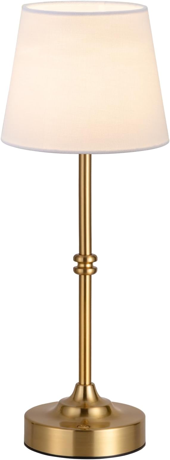 Kakanuo Rechargeable Cordless Table Lamp Gold - 1 Pack Brass 4000mAh Battery Operated Lamp, 3000K Warm Light, Touch Control Stepless Dimming, for Bedside, Dining Table, Home Decor