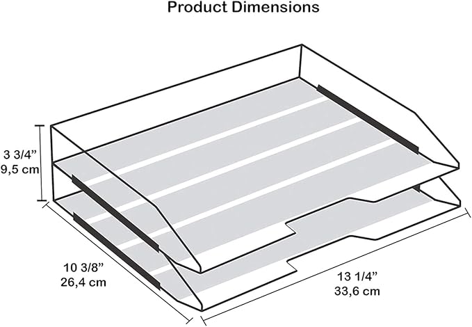 Acrimet 2 Tier Paper Organizer Letter Tray – Plastic Stackable Desk File Organizer, Side Load Paper Sorter for Letter/A4 Office File Folder Holder – White