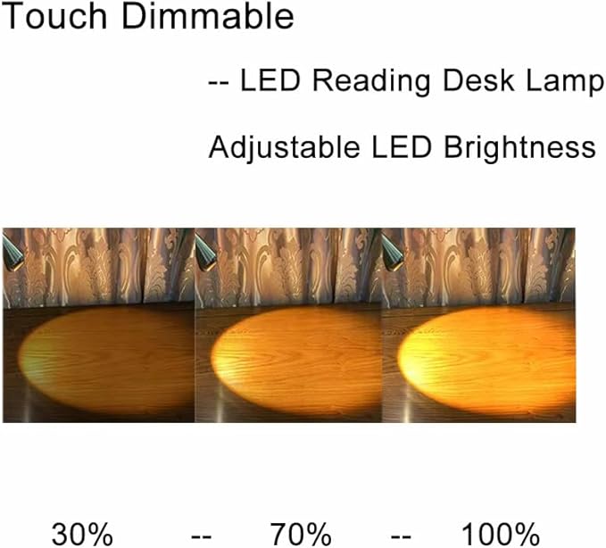 HomeFocus Table Lamp,Desk Lamp,Dimmable Night Light,LED Reading Lamp,Bedside Table Lamp,Eye-Caring Reading Light,LED Desk Lamp for Home Office,College Dorm,Reading,Metal,(Gold).