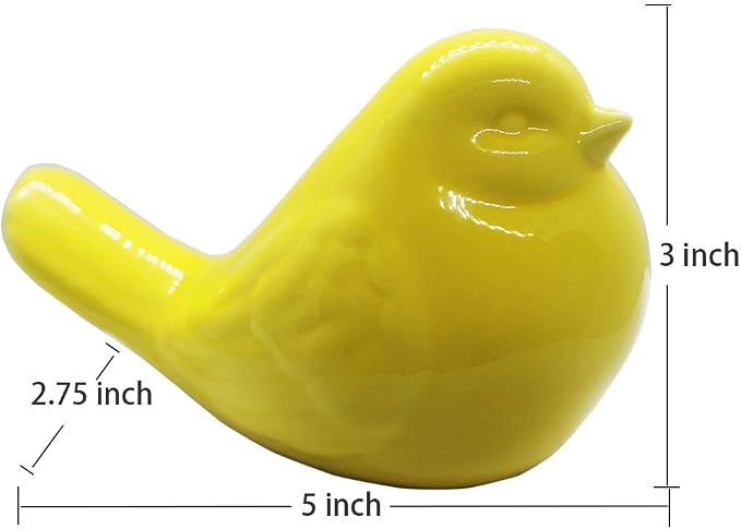 NEW Yellow Bird Figurine, Ceramic Chubby Bird Figure Cottage Animal Bird Statue Decorations for Home Garden Decor Accents
