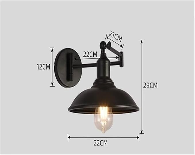 Folding Wall Lamp Retro Rocker Arm Wall Lamp Bedroom Bedside Lamp Iron Art Living Room Study Reading Wall Sconce Swing Arm Adjustable Vintage Wall Mount Light Sconce (Color : D-Black)