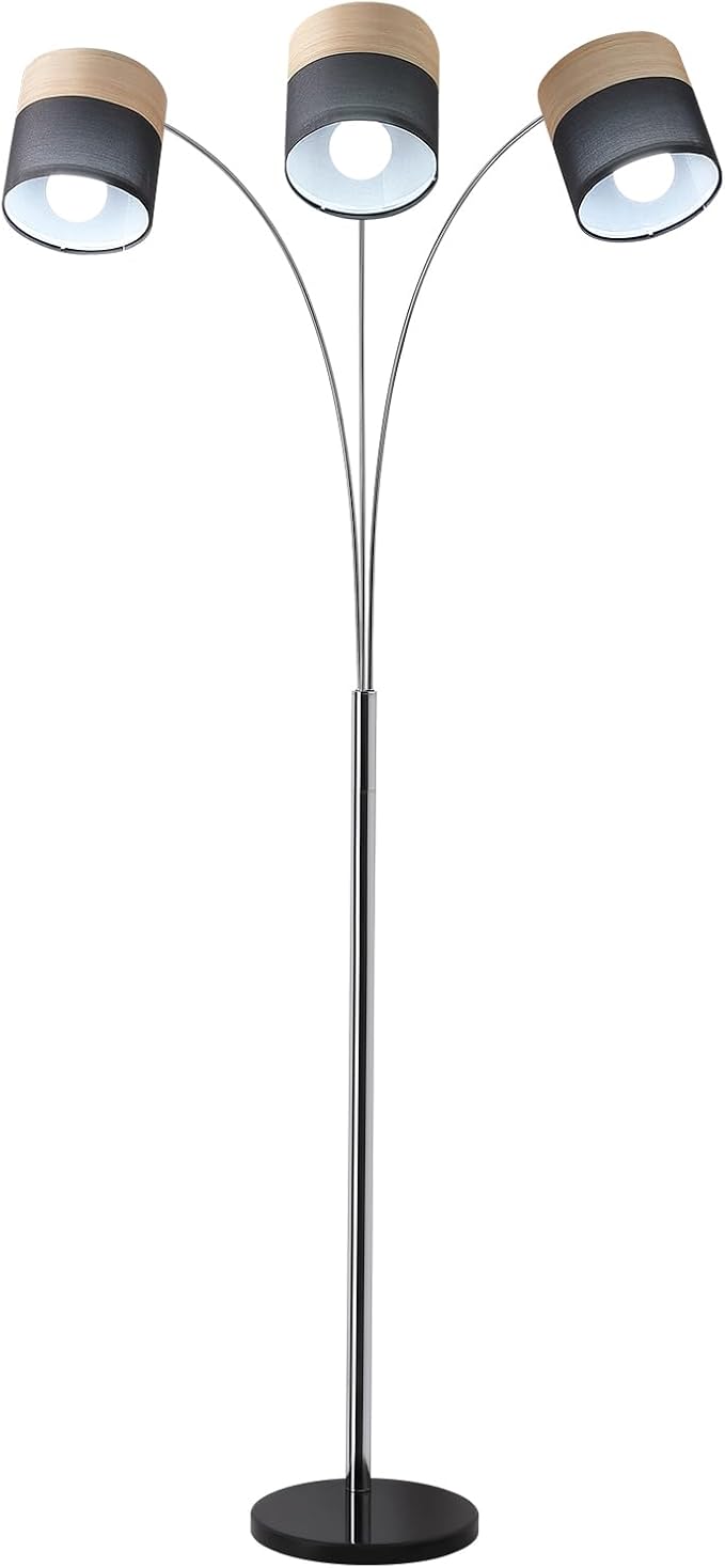 Floor Lamps for Living Room, Brushed Nickel Arc Floor Lamp, 3 Light Tall Floor Lights Living Room, 71" Mid Century Tree Floor Lamp for Bedroom, Office(Bulb not Included)