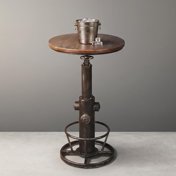 Topower Industrial Bar Table 38.58-48.43" Adjustable Pub Table Kitchen Dining Coffee Bistro Table Silver