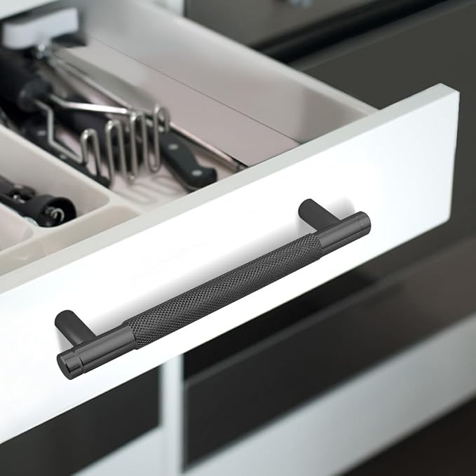20 Pack 5 Inch 128 mm Black Barrel Cabinet Pulls Cupboard Aluminum Handles Drawer Pull Cabinet Handles
