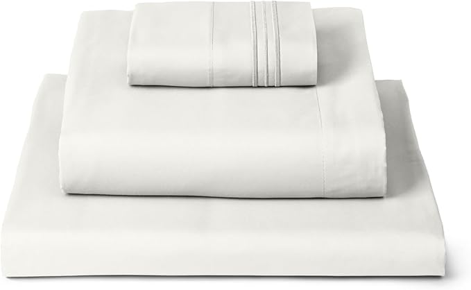 Mellanni Twin XL Sheets Set - 3 PC Iconic Collection Bedding - Hotel Luxury, Extra Soft, Cooling Bed Sheets - Wrinkle, Fade, Stain Resistant (Twin Extra Long, Ivory)