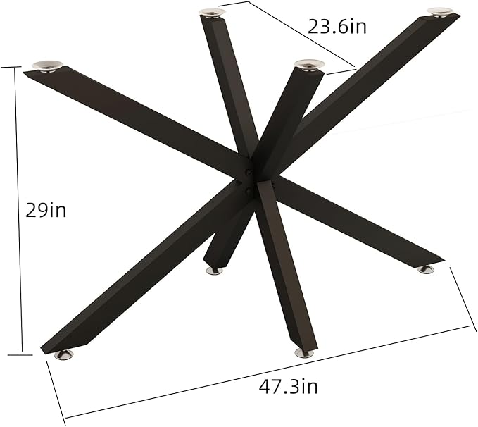 30 Inch Modern Table Base Metal Dinning Table Legs with Suction Cups, Heavy Duty Desk Base for Marble,Glass,Wood Top, Furniture Legs for Home,Kitchen,DIY Bench Legs Coffee Table (Black)