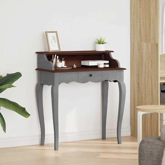 Antique-Style Wooden Writing Computer Desk, Home Office Desk Writing Study Table PC Desk Workstation for Bedroom, Solid Reclaimed Wood 31.5"x15.7"x36.2"