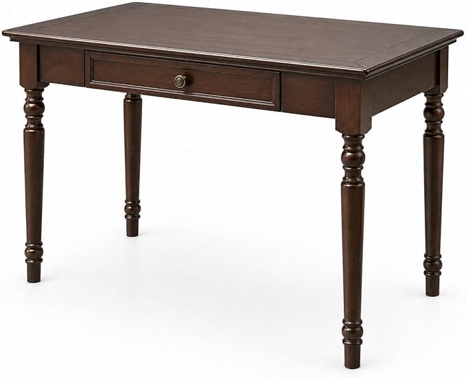 Solid Wood Desk with Drawers, Walnut Writing Desks, Small Computer Desk for Small Spaces, Gaming Study Home Office Desks for Work, Student PC Desk for Bedroom, Escritorios para Cuartos