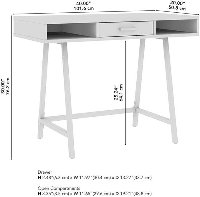 Bush Home Steele 40W Writing Desk in Reclaimed Pine | Compact Computer Table with Storage for Home Office, Study Room, or Entryway