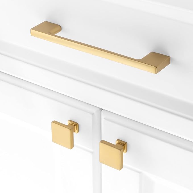 KOOFIZO 20 Pack 5 Inch Brushed Gold Kitchen Cabinet Pulls Gold Cabinet Handles Gold Cabinet Hardware for Kitchen Cabinets Drawer P01 Dresser Cupboard Bedroom Bathroom