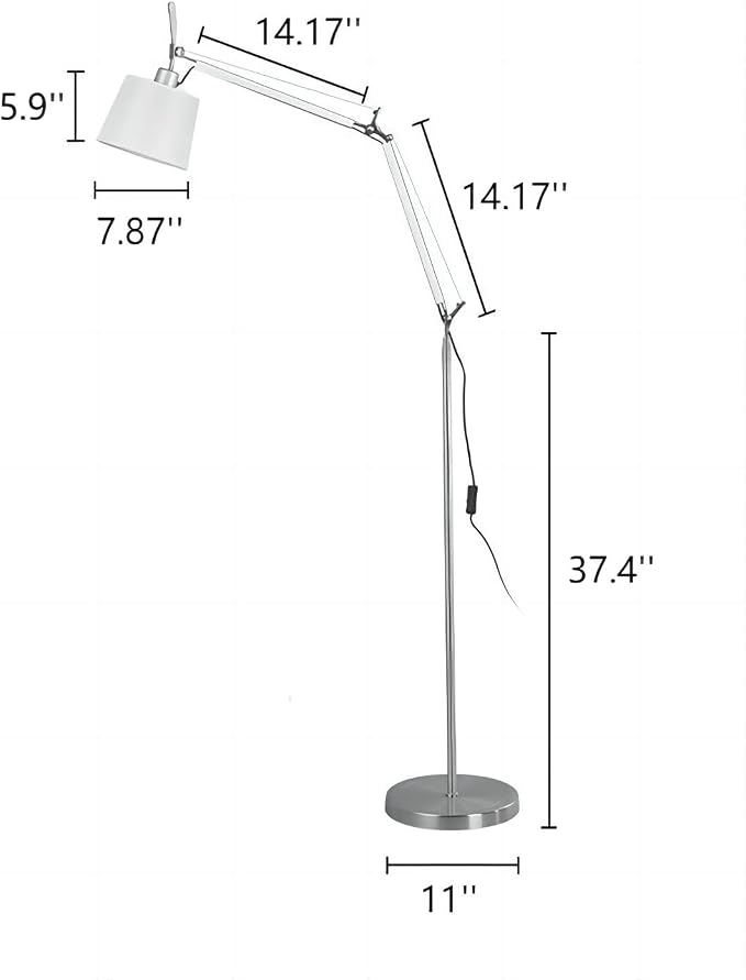 LIGHTLAND Modern Nordic Medieval ins Wind Cloth Cover Floor lamp Living Room Bedroom Study Table Double Rocker arm Adjustable Fishing Light - Large