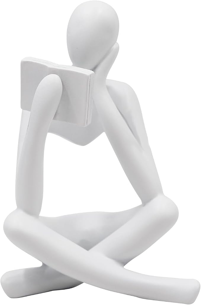 Jinkoozz Reading Women Statue, Thinker Sculptures, Abstract Art Ornament, Modern Aesthetic Figurine Decoration, Suitable for Home Living Room Bedroom Office Shelf Table Desk Bookshelf Decor